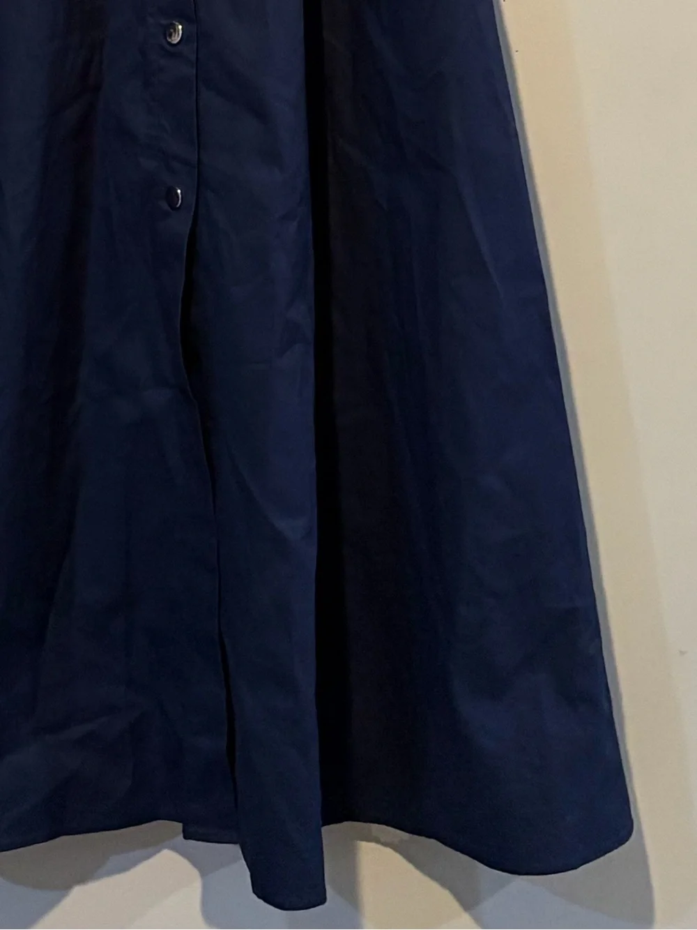 Anthropologie EN SAISON Avery Navy Belted Button Front Midi Dress XS - Picture 8 of 10